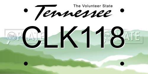CLK118 Tennessee License Plate