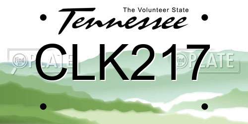 CLK217 Tennessee License Plate