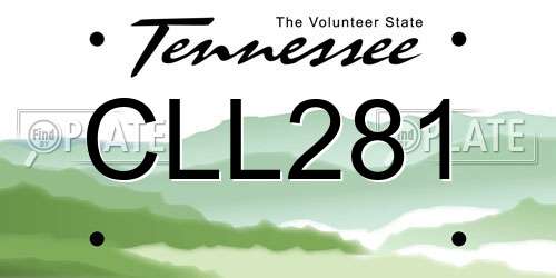 CLL281 Tennessee License Plate
