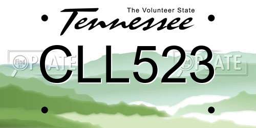 CLL523 Tennessee License Plate