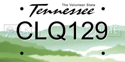 CLQ129 Tennessee License Plate