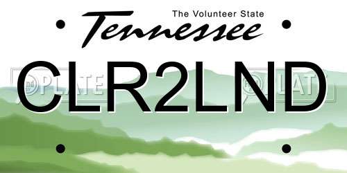 CLR2LND Tennessee License Plate