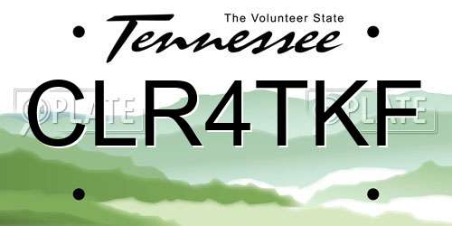 CLR4TKF Tennessee License Plate