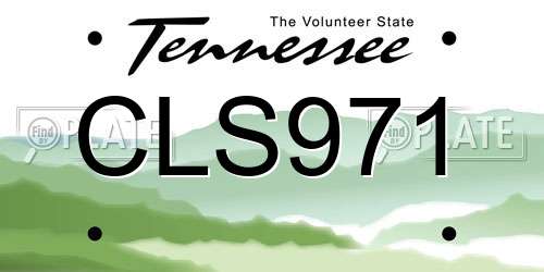 CLS971 Tennessee License Plate
