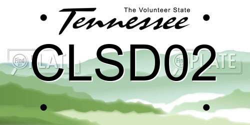 CLSD02 Tennessee License Plate