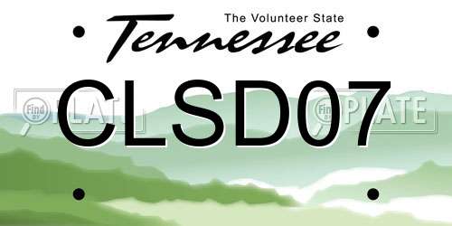 CLSD07 Tennessee License Plate