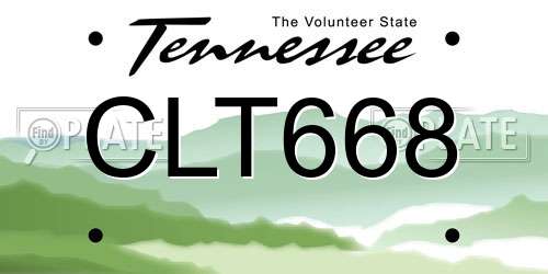 CLT668 Tennessee License Plate