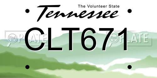 CLT671 Tennessee License Plate