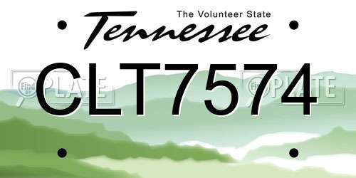 CLT7574 Tennessee License Plate