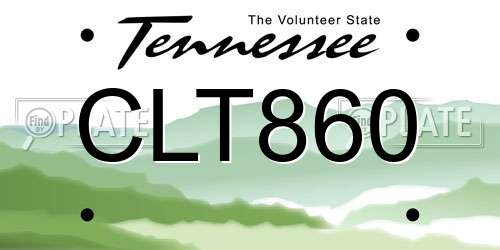 CLT860 Tennessee License Plate