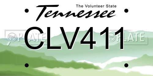 CLV411 Tennessee License Plate