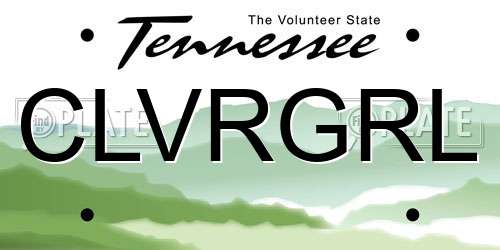 CLVRGRL Tennessee License Plate
