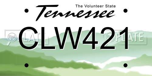 CLW421 Tennessee License Plate