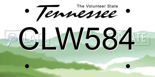 CLW584 Tennessee License Plate