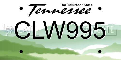 CLW995 Tennessee License Plate