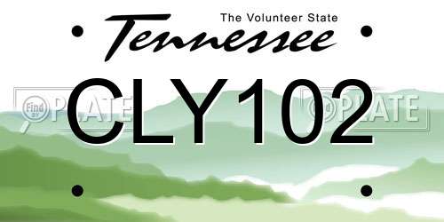 CLY102 Tennessee License Plate