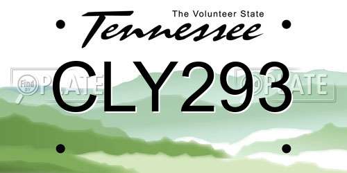 CLY293 Tennessee License Plate