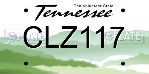 CLZ117 Tennessee License Plate