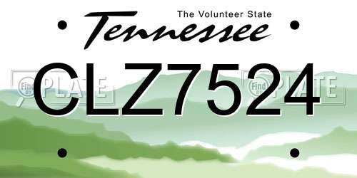 CLZ7524 Tennessee License Plate