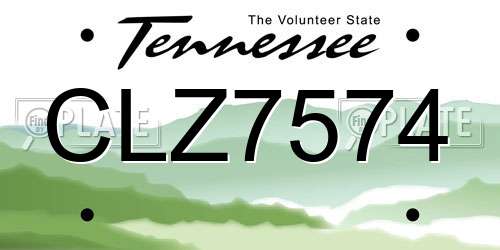 CLZ7574 Tennessee License Plate