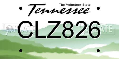 CLZ826 Tennessee License Plate