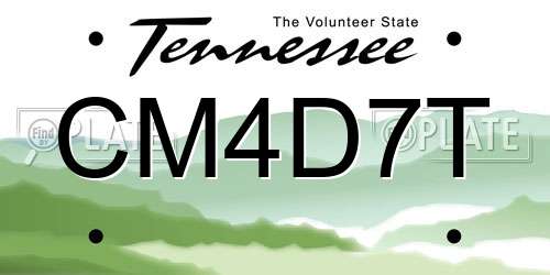 CM4D7T Tennessee License Plate
