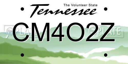 CM4O2Z Tennessee License Plate
