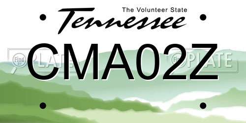 CMA02Z Tennessee License Plate