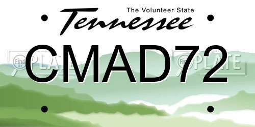 CMAD72 Tennessee License Plate