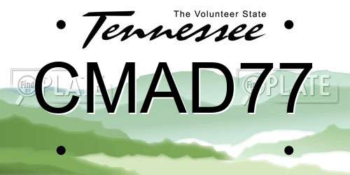CMAD77 Tennessee License Plate
