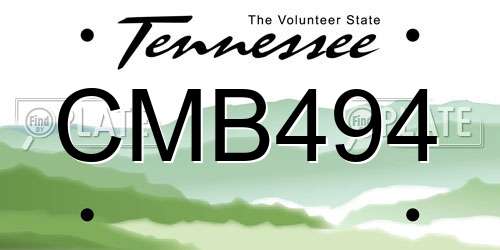 CMB494 Tennessee License Plate