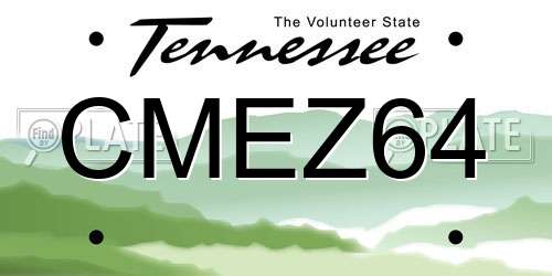 CMEZ64 Tennessee License Plate