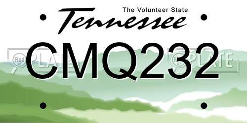 CMQ232 Tennessee License Plate