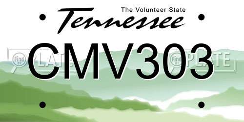 CMV303 Tennessee License Plate