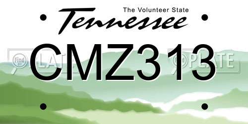 CMZ313 Tennessee License Plate