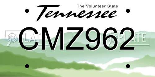 CMZ962 Tennessee License Plate