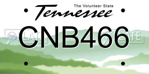 CNB466 Tennessee License Plate