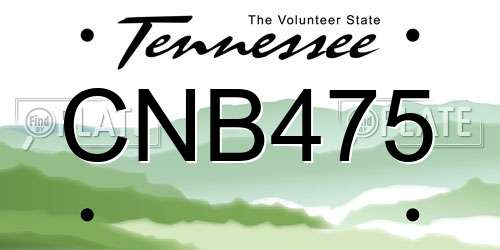 CNB475 Tennessee License Plate