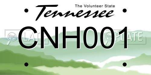 CNH001 Tennessee License Plate