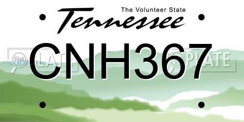 CNH367 Tennessee License Plate