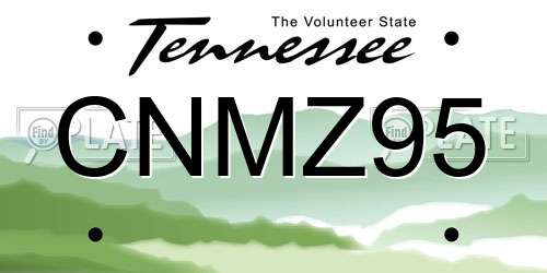 CNMZ95 Tennessee License Plate