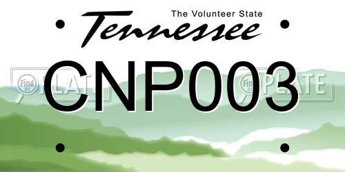 CNP003 Tennessee License Plate
