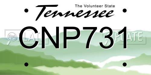 CNP731 Tennessee License Plate