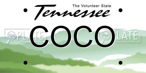 COCO Tennessee License Plate