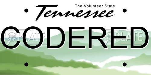 CODERED Tennessee License Plate