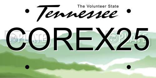 COREX25 Tennessee License Plate