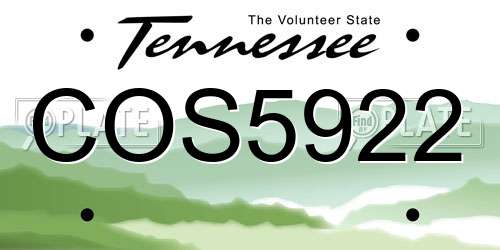 COS5922 Tennessee License Plate