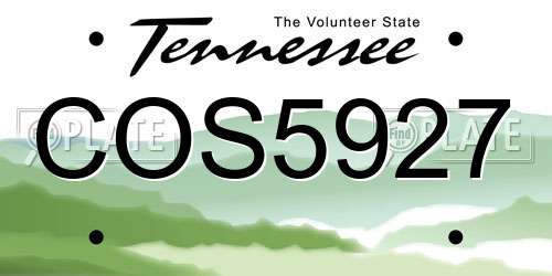 COS5927 Tennessee License Plate
