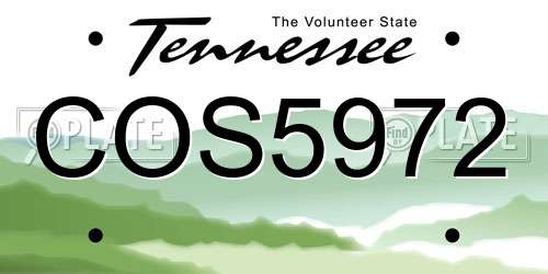 COS5972 Tennessee License Plate