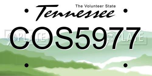 COS5977 Tennessee License Plate